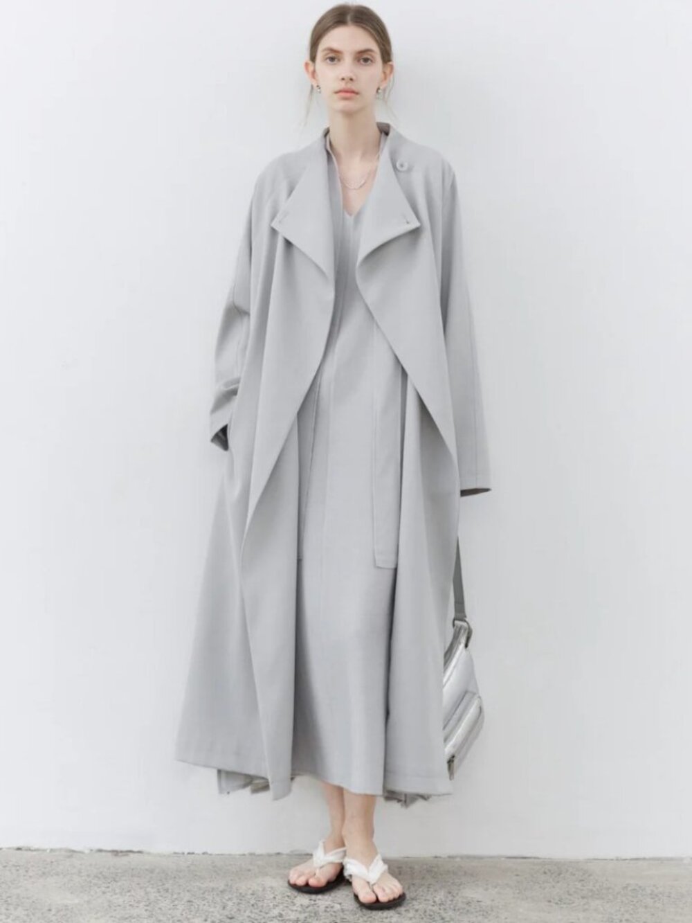 Tageechita Japan SMOOTH FLARE LAPEL TRENCH. NWT - Picture 7 of 14